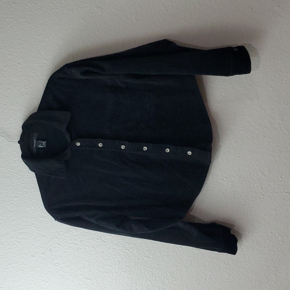 Black Corduroy High-Low Shacket